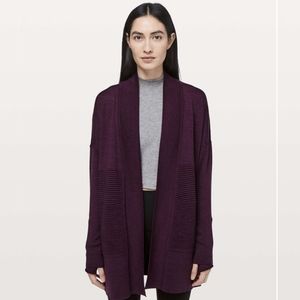 Lululemon Sit In Lotus Wrap II Sweater Cardigan Heathered Plum Merino Wool 6/M